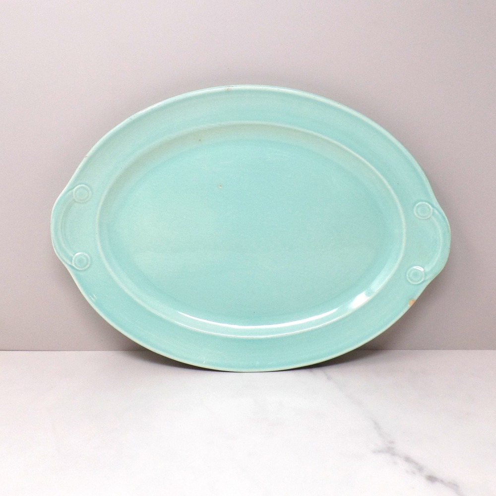 Vintage TS&T Lu-Ray Pastels 13 Inch Serving Platter, Surf Green